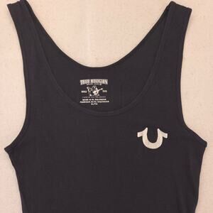 True Religion Casual Graphic Sleeveless Tank Top Shirt Womens Size XL Navy Blue
